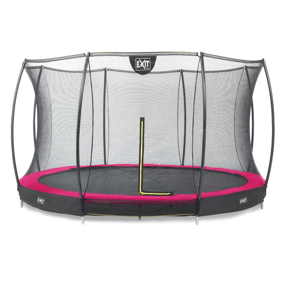 EXIT Silhouette inground trampoline ø427cm met veiligheidsnet – roze