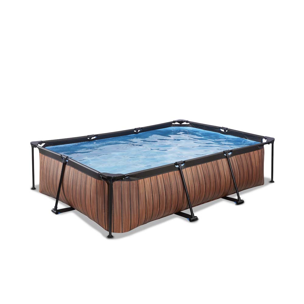 EXIT Wood zwembad 300x200x65cm met filterpomp – bruin