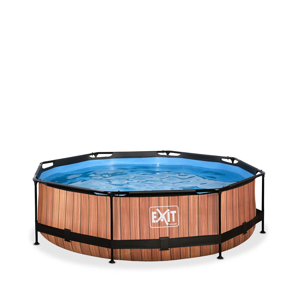 EXIT Wood zwembad ø300x76cm met filterpomp – bruin