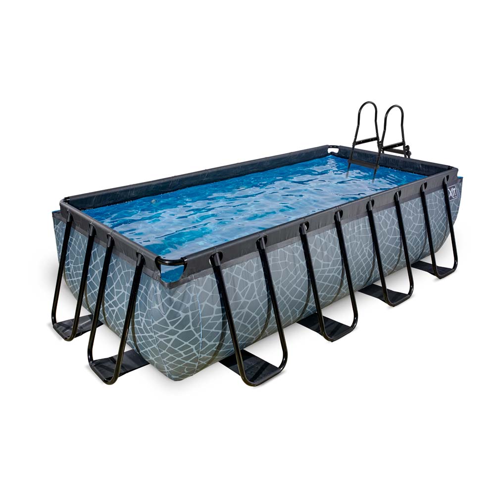 EXIT Stone zwembad 400x200x100cm met filterpomp – grijs