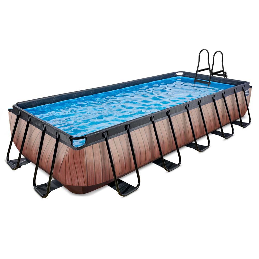 EXIT Wood zwembad 540x250x100cm met zandfilterpomp – bruin