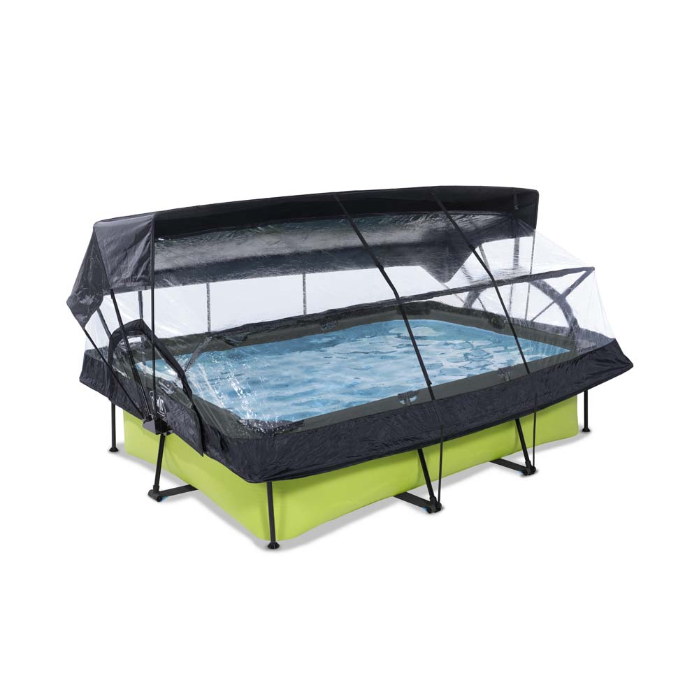 EXIT Lime zwembad 220x150x65cm met filterpomp en overkapping en schaduwdoek – groen