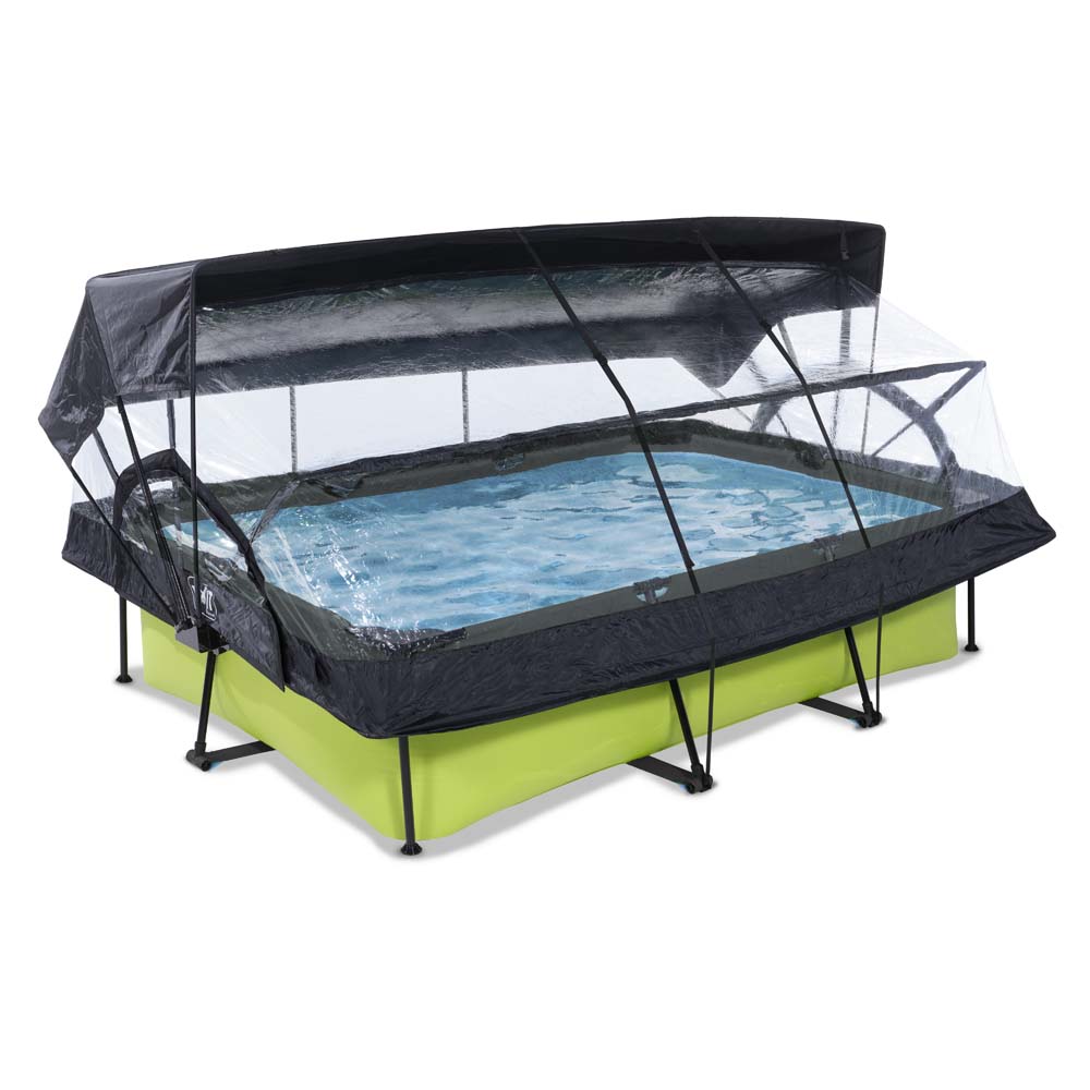 EXIT Lime zwembad 300x200x65cm met filterpomp en overkapping en schaduwdoek – groen