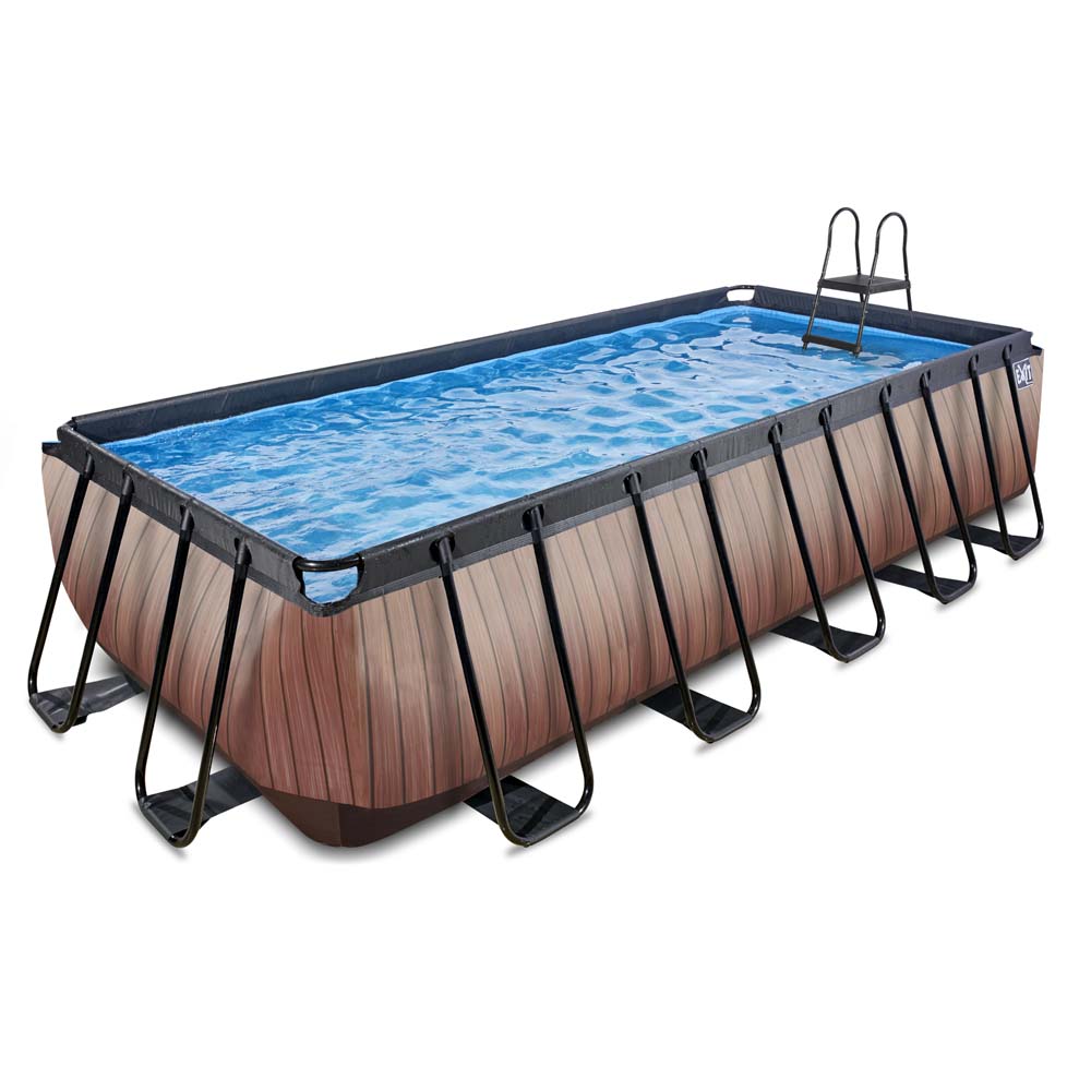 EXIT Wood zwembad 540x250x122cm met zandfilterpomp – bruin
