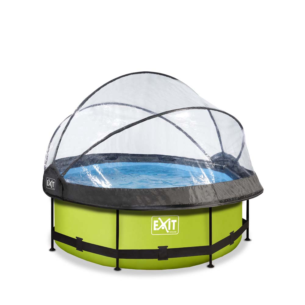 EXIT Lime zwembad ø244x76cm met filterpomp en overkapping – groen