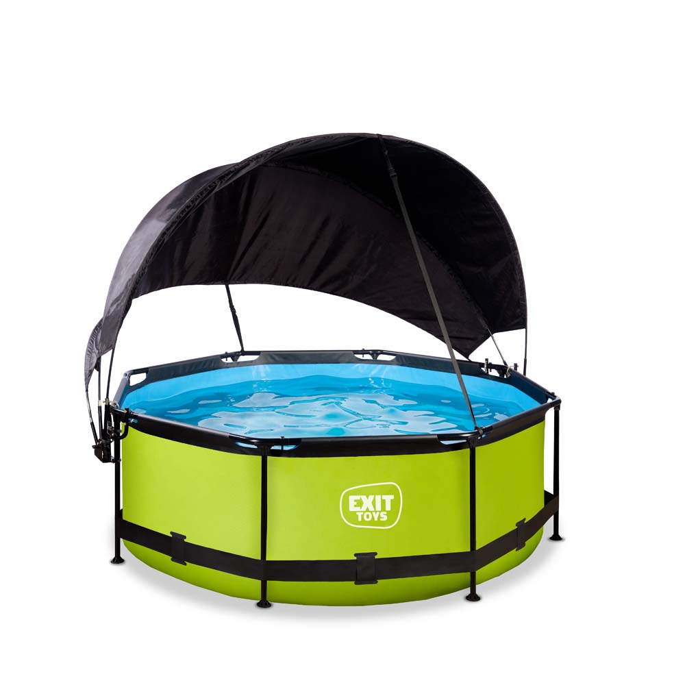 EXIT Lime zwembad ø244x76cm met filterpomp en schaduwdoek – groen