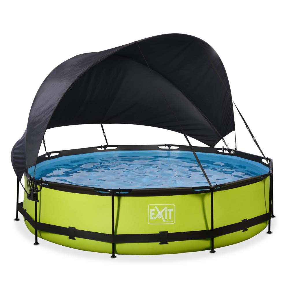 EXIT Lime zwembad ø360x76cm met filterpomp en schaduwdoek – groen