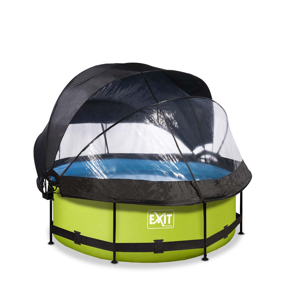 EXIT Lime zwembad ø244x76cm met filterpomp en overkapping en schaduwdoek  – groen