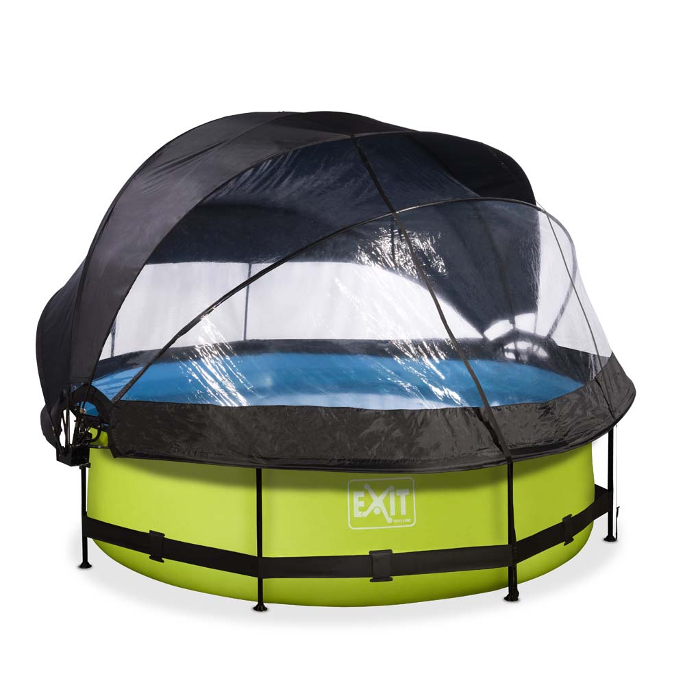 EXIT Lime zwembad ø300x76cm met filterpomp en overkapping en schaduwdoek  – groen