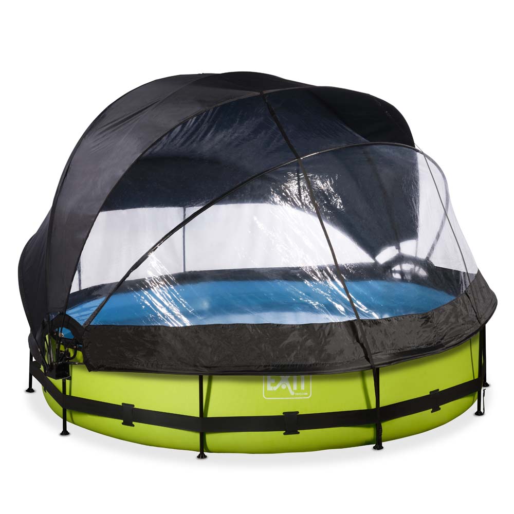 EXIT Lime zwembad ø360x76cm met filterpomp en overkapping en schaduwdoek  – groen