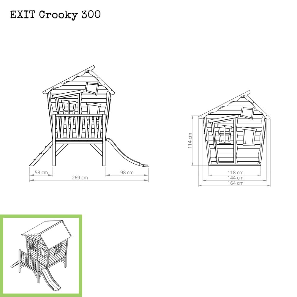 EXIT Crooky 300 houten speelhuis – grijsbeige