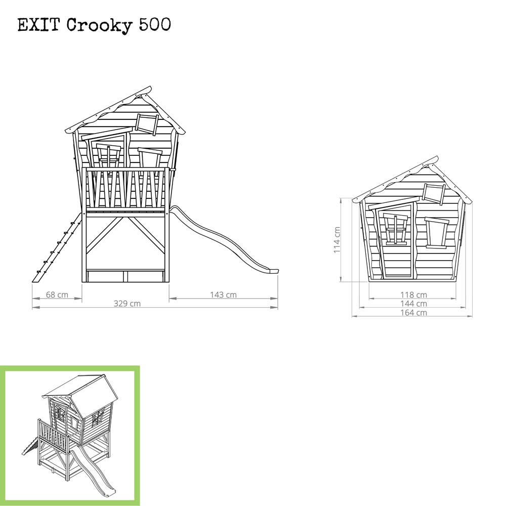 EXIT Crooky 500 houten speelhuis – grijsbeige