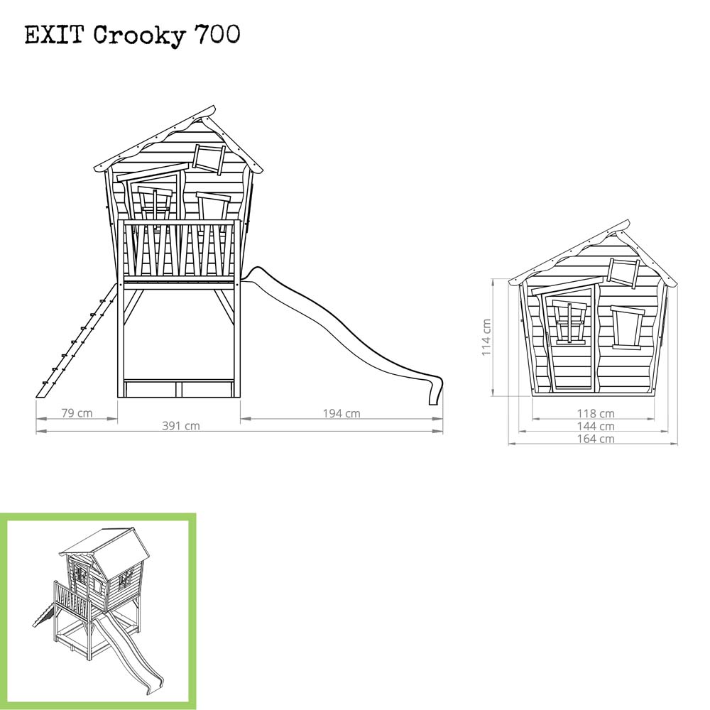 EXIT Crooky 700 houten speelhuis – grijsbeige