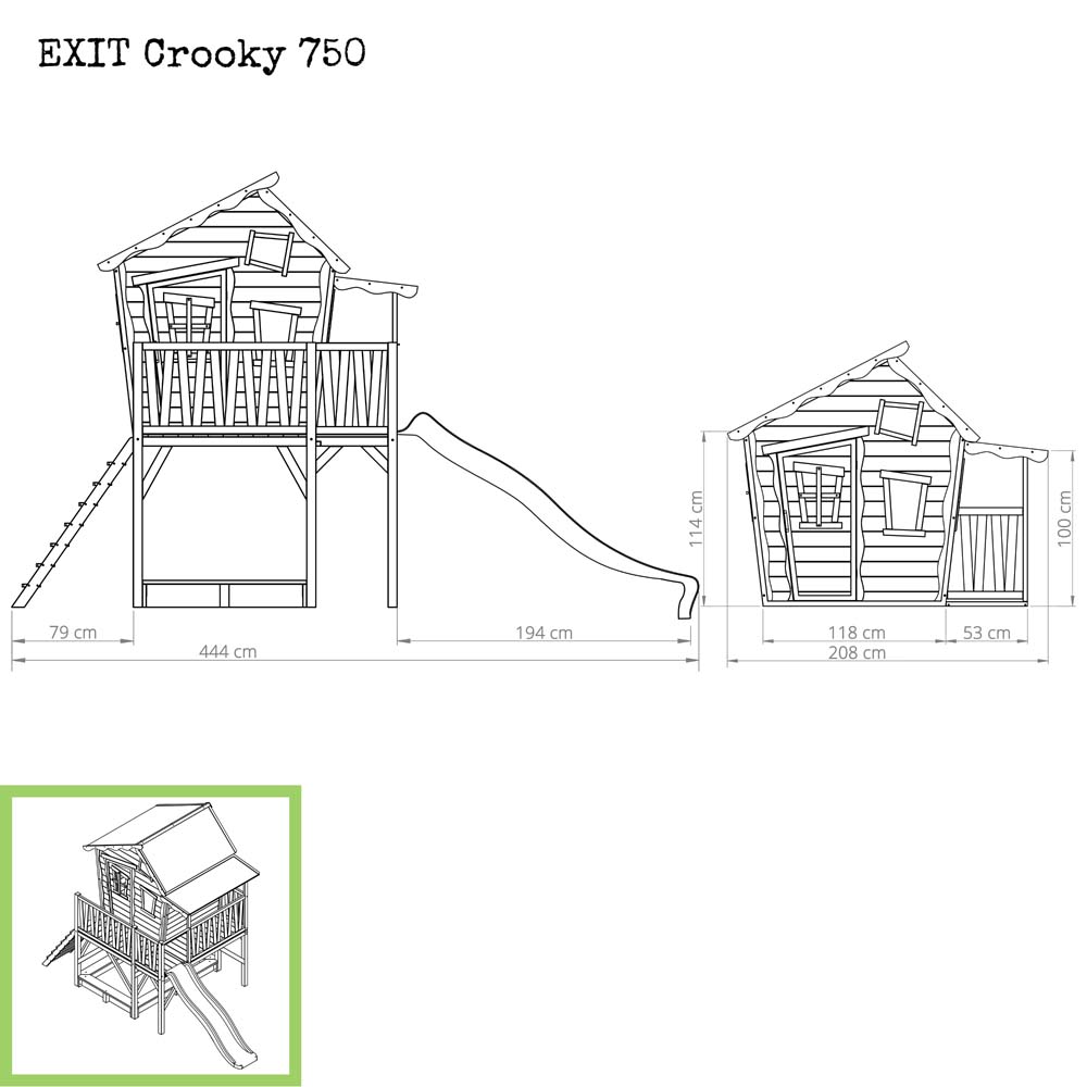 EXIT Crooky 750 houten speelhuis – grijsbeige